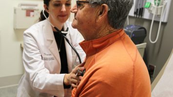 Fred Cubbison is examined by Dr. Ashley Rosko at Ohio State`s James Cancer Hospital and Solove Research Institute, where a new clinic has opened that bases patient treatment options on their fitness level, not just their age.